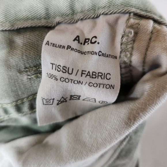 Unique A.P.C. New Cure H 100% Cotton Seafoam Green Slim Tapered Fit Chinos sz 32 - Picture 8 of 9